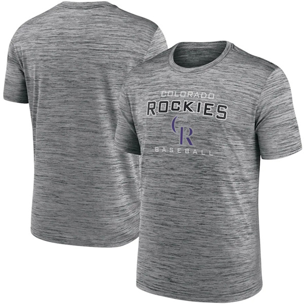 Men's Colorado Rockies Gray Velocity Practice Performance T-Shirt